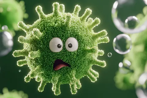 Illustration eines Virus – Symbol für virale Atemwegsinfektionen